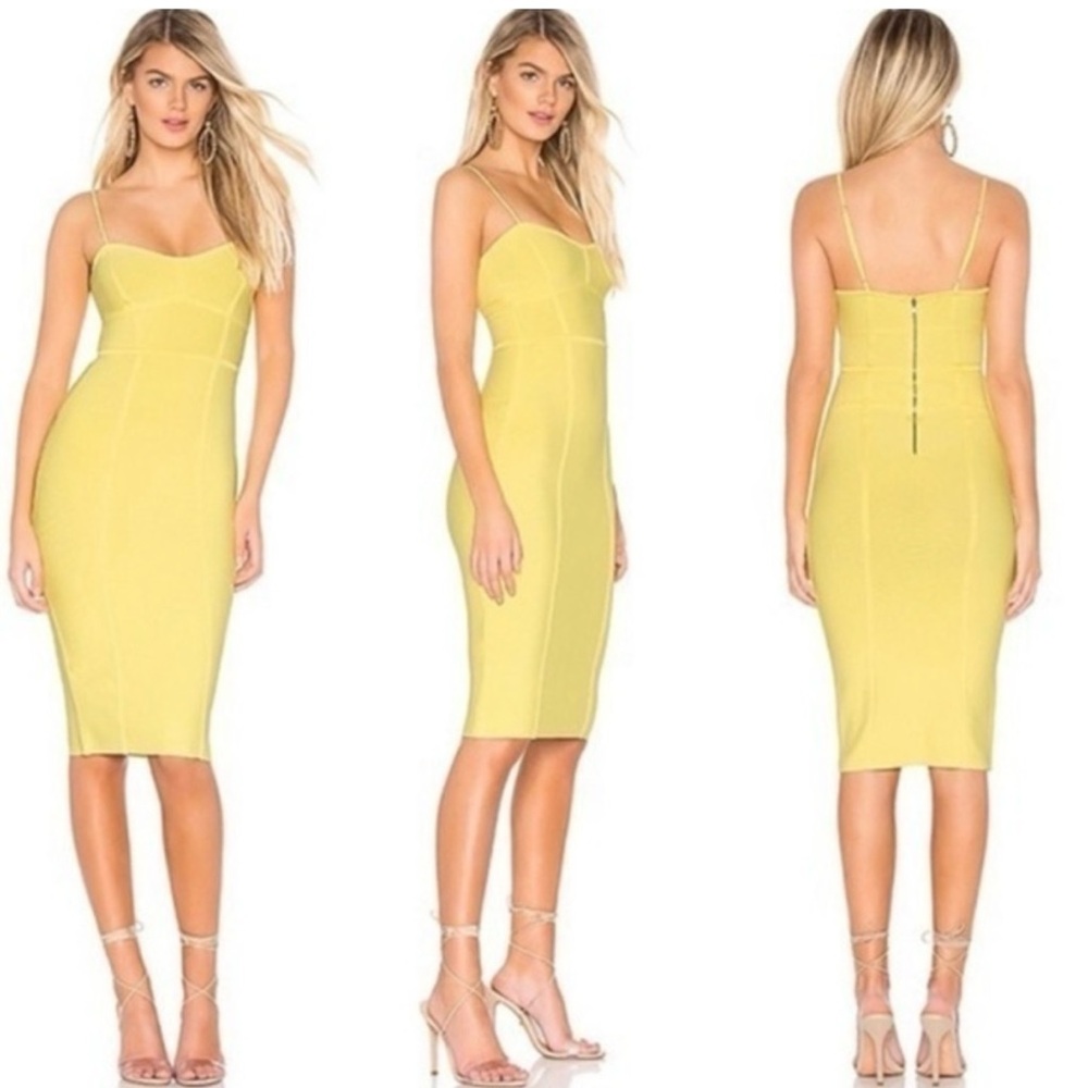 BCBG Yellow Strappy Bodycon Dress
